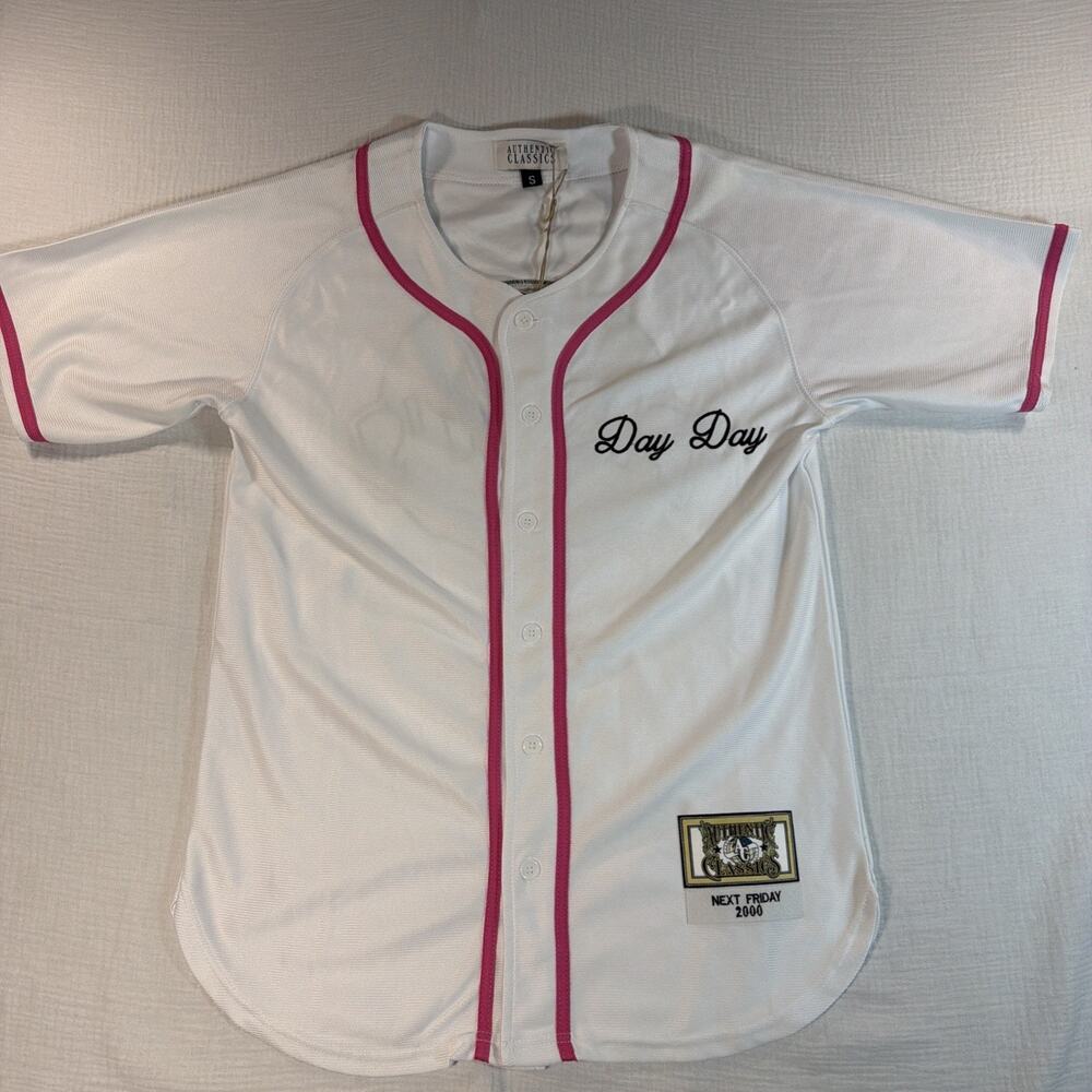 Authentic Classics Next Friday Day Day 2000 Baseball Jersey White Pink Mens S